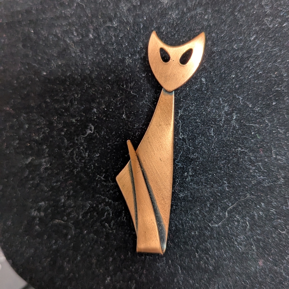 Kim Retro Copper Cat Brooch Pin